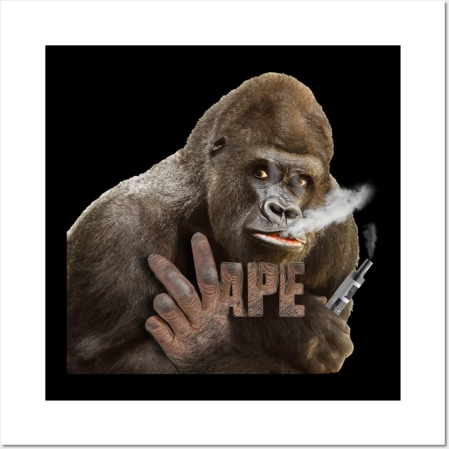 V-Ape spells vape respect swearing vaping gorilla ape Wall Art by ownedandloved